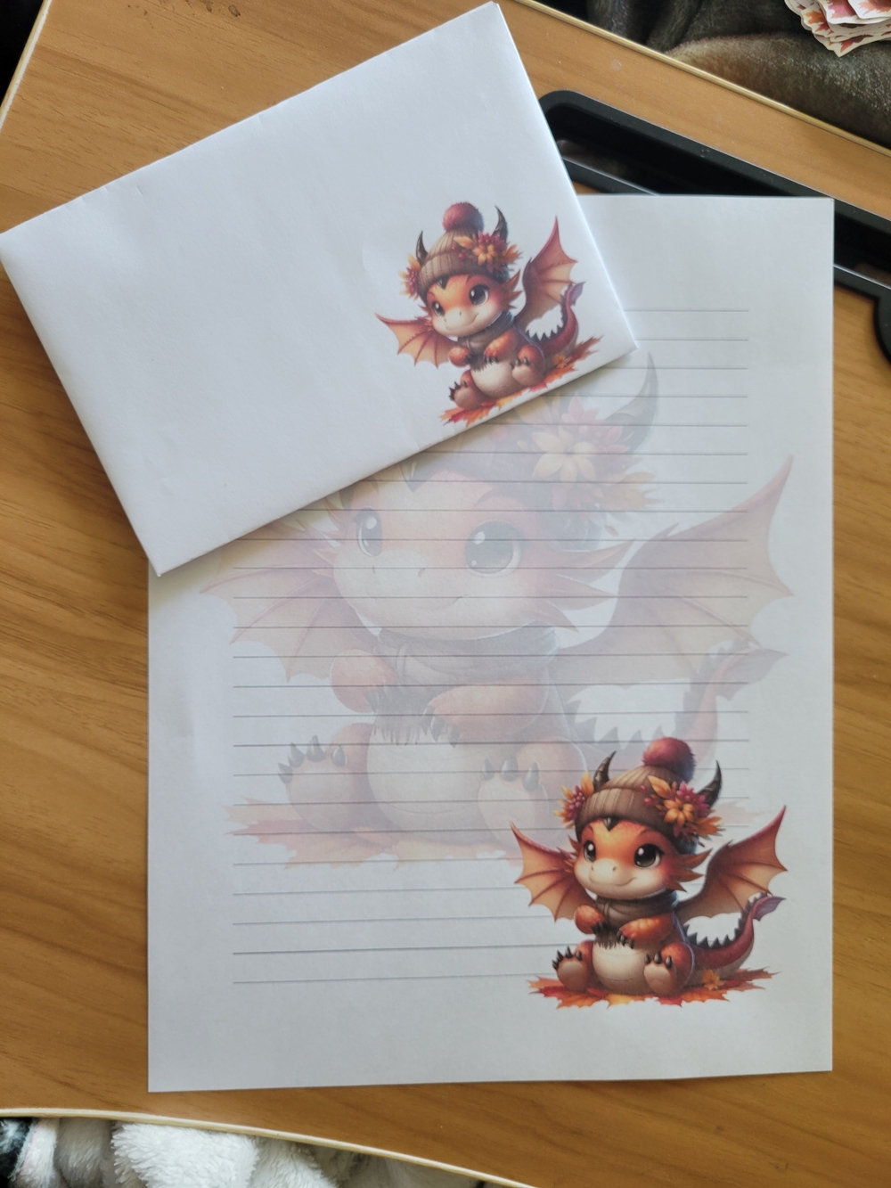 🖤NEW🖤 24pc Cute Autumn Dragon Stationery Set - Orange & Brown